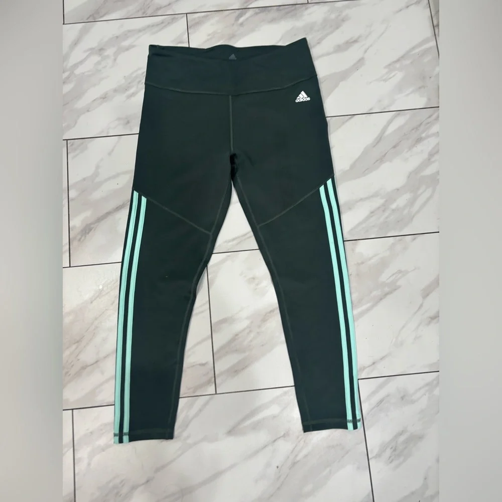 Green adidas 3-stripe leggings, SIZE: L - Picture 1 of 8